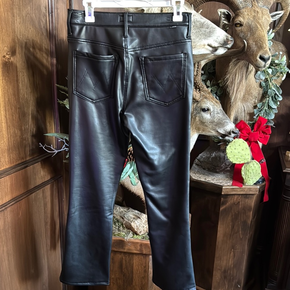 Women’s Mother Denim Insider Ankle Black Faux Leather Pants Sz 29